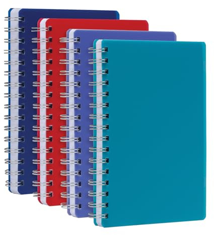 Oxford Poly Spiral Notebooks, Small 5.7 x 8.5 Book, Thick Poly Cover, White Paper, College Rule, 80 Sheets/160 Pages, Jewel Tones, 4 Pack (69720)