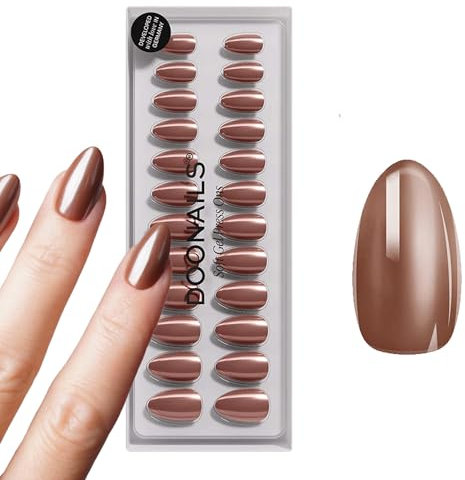 DOONAILS – Press On Nails 30er Set Glazed Chocolate Almond Form Braun – Nägel zum Aufkleben Full Cover in Salonqualität – Fake nails soft gel Short – Natürliches & angenehmes Tragegefühl