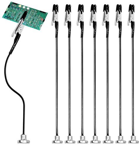 8 piezas de soldadura de tercera mano con base magnética, ayuda de soldadura con cuello de cisne flexible, soporte de placa, ayuda de soldadura de tercera mano, pinzas de cocodrilo para soldadura,