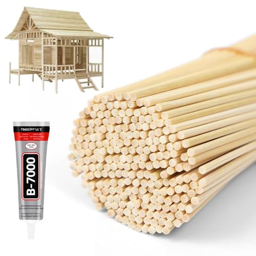Bastones de algodón de azúcar, 300 unidades, varillas de madera redondas, varillas de madera para manualidades, clásicos, varas de ratán, modelismo, manualidades, manualidades, carpintería, 40 x 0,3
