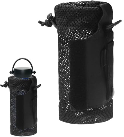 APOMOONS taktik molle flaskhållare bälte, vikbar flaskväska med dragsko, 9 × 18 cm vattenflaska väska, nätflaskhållare ryggsäck, ölhållare bälte för resor fiske jakt vandring