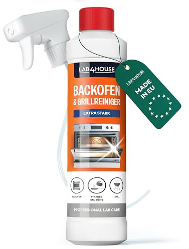 Lab4House | Backofen & Grillreiniger Spray 500 ml | extra starke Formel gegen eingebranntes Fett | für Ofen, Grill, Kamin & Pfanne | löst hartnäckige Verkrustungen schnell
