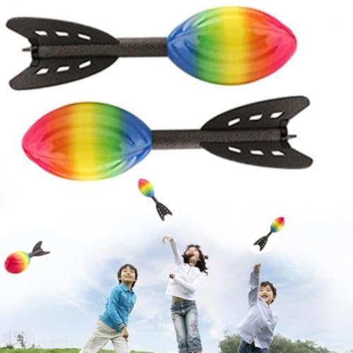 2 Pieces Rocket Throwing Toy, Long Distance Throwing Football, Howling Foam Ball, Optimizing Tail, Whistling Sound, Indoor & Outdoor Fun Toys For Kids, Party Favors