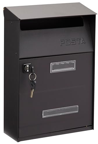 ARREGUI Up D-2006/N Buzón Exterior de Acero Tamaño S (Correo DIN A5) | Buzón de Pared Pequeño | Buzón de Correo con Ventanas de Visualización | Fácil de Instalar | Negro