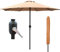GlamHaus Garden Parasol Table Umbrella 2.7M with Crank Handle for Outdoors, UV40 Protection, Includes Protection Cover, Gardens and Patios - Robust Steel (Khaki Sand)