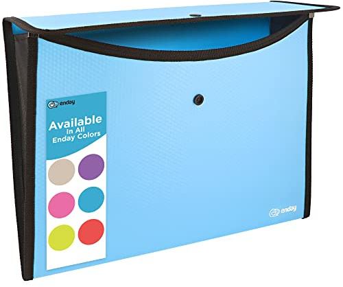 Square Flap Document Holder Blue, Expanding File Folder, A4 Letter Size Reusable Filling Envelopes, Snap Closure Wallet File Pouch Also Available in Pink, Purple, Green, Red, Grey, 1 Pc– By Enday