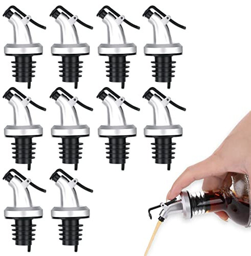 Confezione da 10 versatori per olio d'oliva, erogatori per liquori e bevande liquore, a tenuta stagna, con tappi antipolvere per insalata, salsa, soia, vino, dispenser per bottiglie di olio da cucina