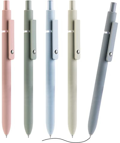 Cobee Aesthetic Kugelschreiber, 0,5 mm einziehbare Gel Tintenstifte, niedlicher, schwarze Tinte, glatte Schreibstifte, Pastell Roller Kugelschreiber für Schule,5 Stück