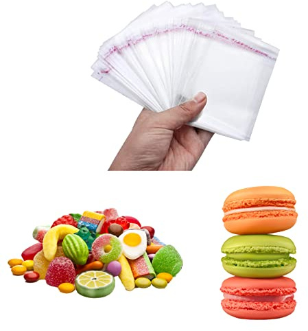 100pcs Self Seal Clear Cellophane Bags,10 * 15cm Self-Adhesive CookiesBags,Clear Resealable CellophaneBag Self Seal PlasticBags,Small Multi Purpose OPP Bags for DIY Handmade etc