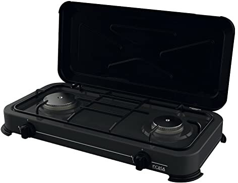 Réchaud a gaz - INCASA - 016465 - 2 feux - Puissance 3,4 kW - Dimensions 63x27,5x10 cm
