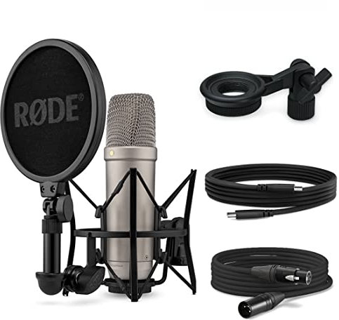 Rode NT1 5ª generación XLR USB Micrófono de estudio Silver + keepdrum MSA033