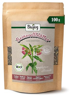 Biojoy Thé de Feuilles de consoude BIO (100 g), séchées et coupées (Symphytum officinale)