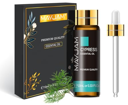 MAYJAM Huile Essentielle de Cyprès 10ML de Haute Qualité pour Diffuseur, Humidificateur, DIY, Home, Wardrobes