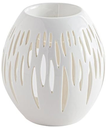 Duftbrenner Céramy Ovali Weiß - Zen-Atmosphäre bei Kerzenschein - Moderner handwerklicher Gegenstand - Autonomer Diffusor - Minimalistische Geschenkdekoration - 45ml - H 12,5cm - Zen'Arôme