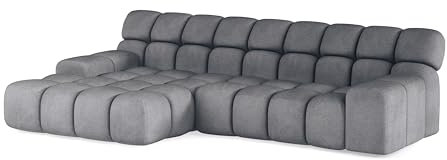 DomiMeble DomoHome - Campile Big Ecksofa mit Schlaffunktion 288 cm Breit Sofa, modern Couch, Eckcouch, Wohnzimmer Möbel, Elektrisch ausfahrbarer Sitz, Sofa L Form (Links, Eden 19)