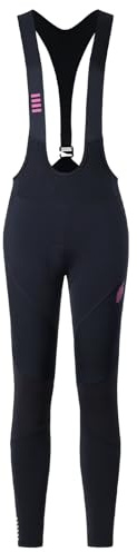 Santic Pantaloni lunghi da ciclismo da donna, con imbottitura, chiusura lampo termica sulla parte inferiore della gamba, super elastici e caldi, Nero , L