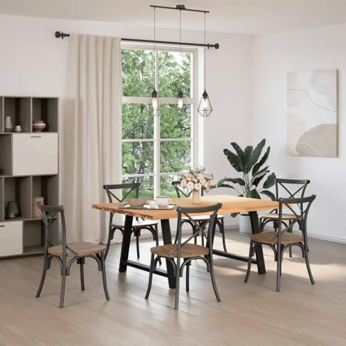 ULUYYUC Konferenztisch Arbeitsplatte Küche Kleiner Tisch Bierpong Tische - Esstisch mit Baumkanten 180x120x74 cm Massivholz Eiche für Küche Konferenzraum Wohnzimmer Campingplatz