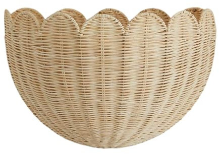 Panier en rotin - panier mural festonné | Organisateur de panier mural en osier en rotin | Panier de jardinière suspendu | Rangement de décoration de maison feston