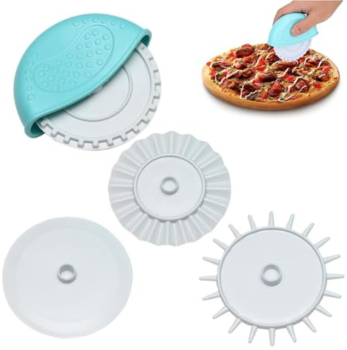 Ruota per taglierine da pasticceria 4pcs/set ruota pasticceria 1 manico ＆ 4 lame rulli per taglieri di pasta fai da te crosta cottura cuoce di cottura per torte, pasta, fondente sbuffo