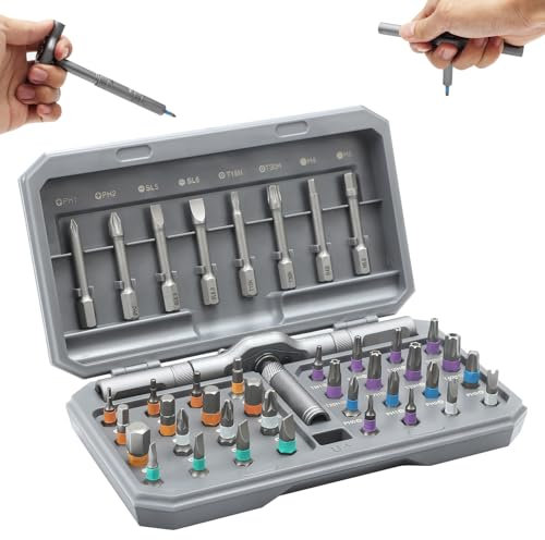 Juego de destornilladores magnéticos 42 en 1, juego de destornilladores de carraca, mango en T, juego de herramientas para ordenadores, gafas, bicicletas, relojes, PS5, muebles