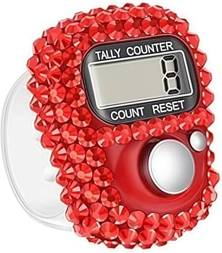 Contatore elettronico per dita, contatore elettronico rosso, comodo contatore portatile con display digitale, mini contatore per giri, per accessori da golf, contatori di giri, traccia e campo