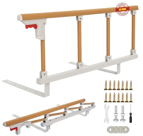 TailoTec® Barandilla Cama Adulto Abatible Altura 50cm– Barrera Cama Adultos Anticaída – Asidero Cama Ancianos Ajustable en 2 Alturas.