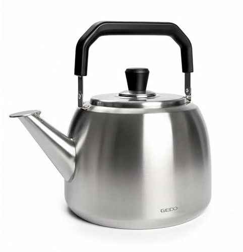GEDO Stainless Steel Whistling Tea Kettle, 304 Food Grade, Large Capacity, Stovetop Kettle for Gas Stove and Induction Cooktop (4L/4.22QT)