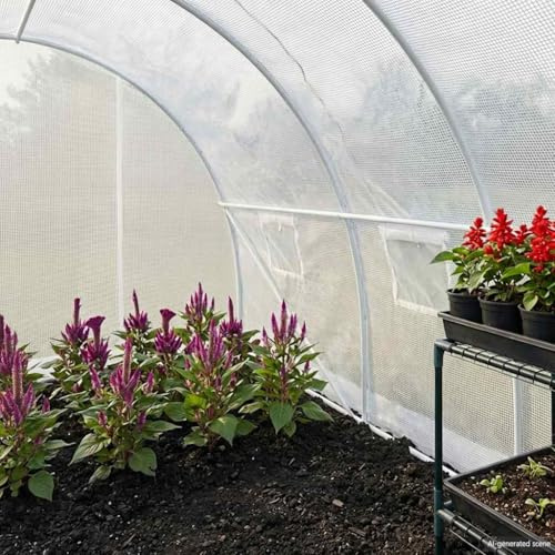 Drillkyn Invernadero de 4,5 m², 300 x 150 x 200 cm, de malla de polietileno y acero galvanizado, invernadero con 2 ventanas, puerta, túnel de lámina para tomates, semillero y jardín