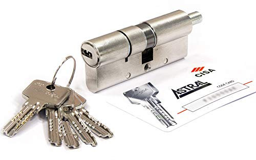 CISA 10A3122601200C5, Cilindro Europeo Astral, Ottone Nichelato, 30/35 mm, Predisposizione per Pomolo, 5 Chiavi