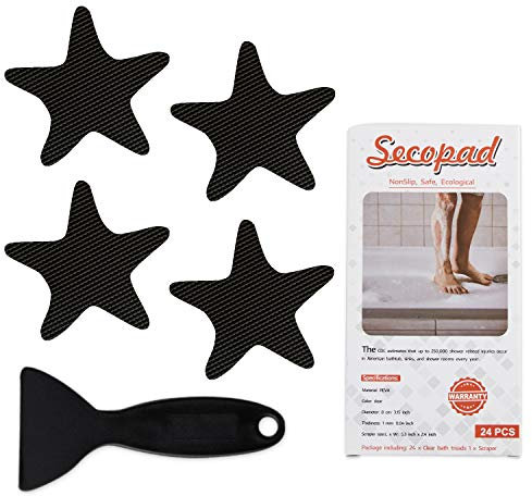Secopad Adesivi Antiscivolo per Vasca da Bagno Strisce adesive con Raschietto di Alta qualita (Nero)