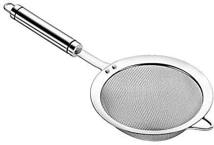 SUNWUKIN 304 Stainless Steel Fine Mesh Strainers for Kitchen, Colander-Skimmer with Handle, Sieve Sifters for Food, Tea, Rice, Oil, Noodles, Fruits, Vegetable 5.51 inch Medium