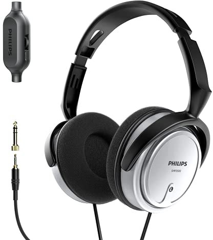 Philips Over Ear Wired Stereo Headphones for Podcasts, Studio Monitoring and Recording Headset for Computer, Keyboard and Guitar with 6.3 mm (1/4) Add On Adapter- Silver