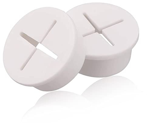 Flexible Silicone Rubber Grommets for Holes, 2pcs Desk Hole Cover Cable Wall Grommet Desk Grommets White Rubber Grommets, Cable Wire Hole Cover for Office Home Computer Desk
