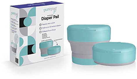 PurePail Go Portable Windeleimer – Aqua – hervorragende Geruchskontrolle ohne zusätzlichen Duft – zusammenklappbar für unterwegs – kompakt und platzsparend