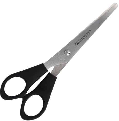 Westcott Forbici 6 (15,2 cm) nere per mancini | Forbici da ufficio con impugnature in plastica nera | Lama extra affilata, acciaio inossidabile | E-31162 00