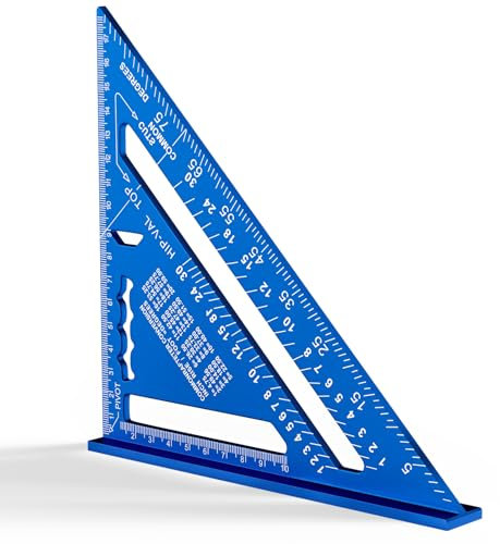 Newaner 180 mm Equerre Menuisier, Aluminium Regle, équerres de charpentier triangulaire épaissi à 45 90 Degres, haute précision mesure outillage, pour charpentier, couvreur, ingénieur (bleu)