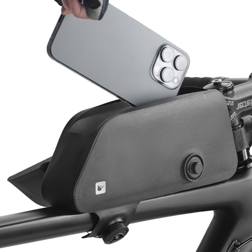 Rhinowalk Borsa per telaio della bicicletta, completamente impermeabile e stabile, borsa per telaio della bicicletta, accessori professionali per ciclismo per mountain bike, colore nero