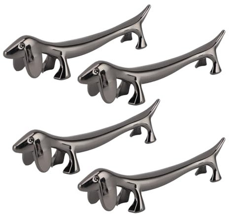 Support De Baguettes, 4 Pièces, Support De Cuillères, Fourchettes, Support De Baguettes Pour Fourchette à Dîner, Cuillère, Vaisselle En Alliage De Zinc En Forme De Chien(Noir)
