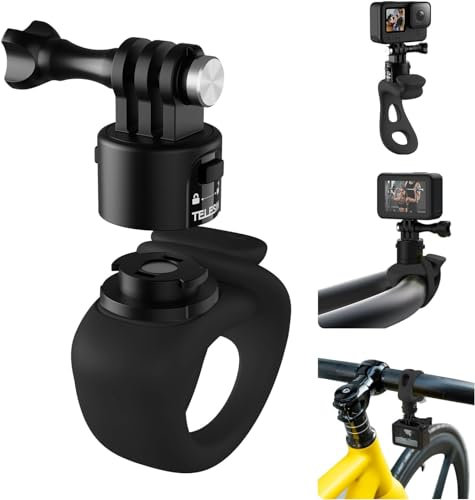 TELESIN Quick Release Flexible Mount Wrap Band, Bike Handlebar Roll Bar Tube Stick Pole Mounting Accessory For Action Cameras (GoPro, Insta360, DJI) (Black, Quick Release)