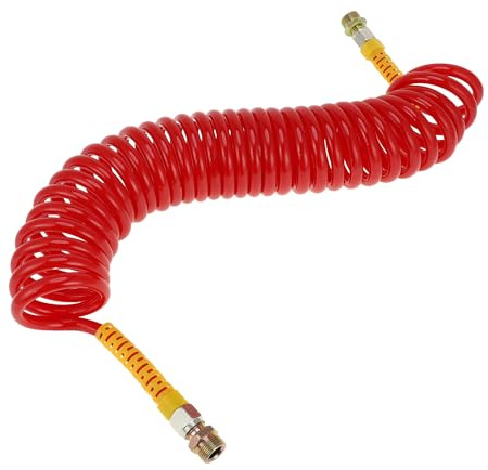 Partuto 30 Cerchio Tubo Freno Aria Olio Raffreddatore Avvolto Coda Corta Linea Freno Bobina Cavo per Camion Trattori Montaggio con Raccordo M22x1.5 NPT PU Ferro Rosso 24.5 ft