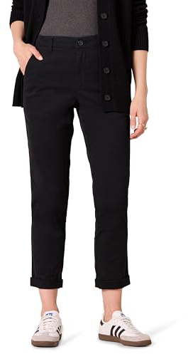 Amazon Essentials Pantaloni Kaki a Vita Alta con Gamba Affusolata alla Caviglia vestibilità Regolare Donna, Nero, 50 Corto