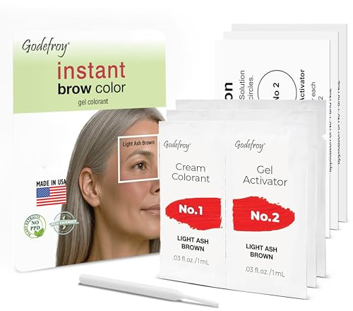 Godefroy Fast Acting Temporary Instant Brow Color, 3 Applications Per Package, Salon Quality Results, Light Ash Brown
