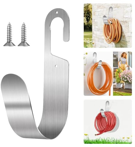 VGECEE Colgador Manguera Jardin Sin Taladro de Acero Inoxidable Soporte Para Manguera de Jardín Recoge Manguera Jardin 30 m Gancho Grifo sin taladrar para Colgar Manguera para Jardin Piscina Hogar