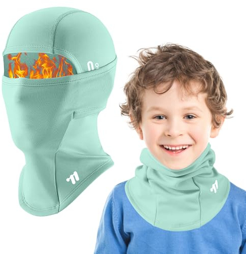 AYPOW Passamontagna Balaclava Invernale in Pile Termico, Multifunzione Antivento Maschera da Sci Ciclismo Caldo Cappello Sottocasco Berretti Cappuccio con Scaldacollo Bici 6-12 Anni Ragazzi Ragazze