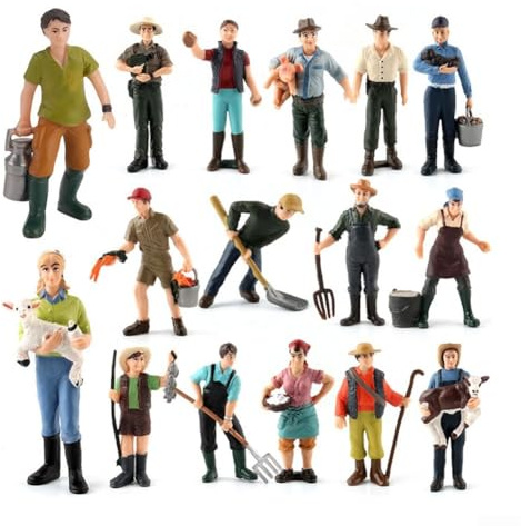 Figuras realistas de modelo de tren, pastor y granjero, PVC, personas para una configuración mejorada del tren, ideal para exhibiciones (ZQ698)