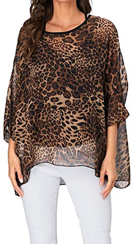 OUKIN Womens Floral Loose Batwing Sleeve Bohemian Sheer Chiffon Oversize Off Shoulder Blouse Tunic Tops