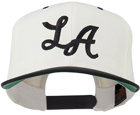 e4Hats.com LA Embroidered Snapback Cap - Natural Black OSFM