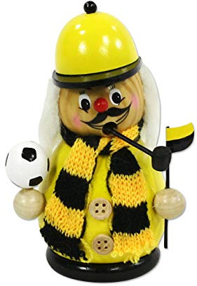 Dekohelden24 Räuchermann als Fussballer, Schwarz/Gelb, Ca. 12 Cm, Keramik