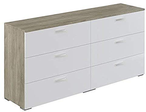 Amazon Marke - Movian Kolva zeitgemäße Kommode mit 6 Schubladen, 40 x 160 x 76,5, Eiche Optik