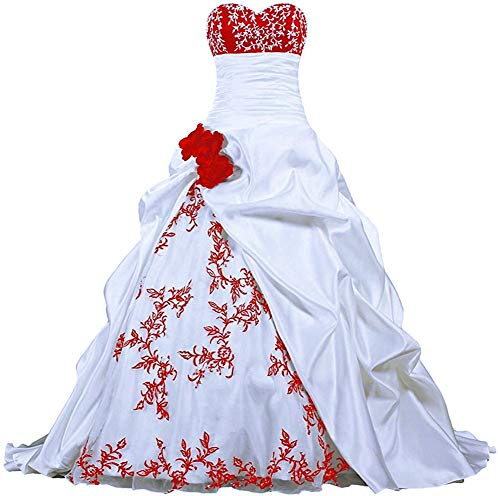Zorayi Élégant Bustier Broderie Robe de Mariée en Taffetas et Organza - A-Ligne Longue Nuptiale pour Femmes